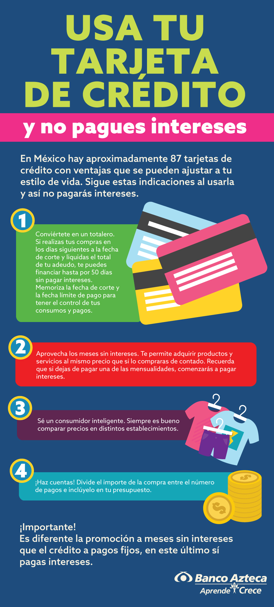 Utiliza tu tarjeta de crédito inteligentemente y no pagues intereses